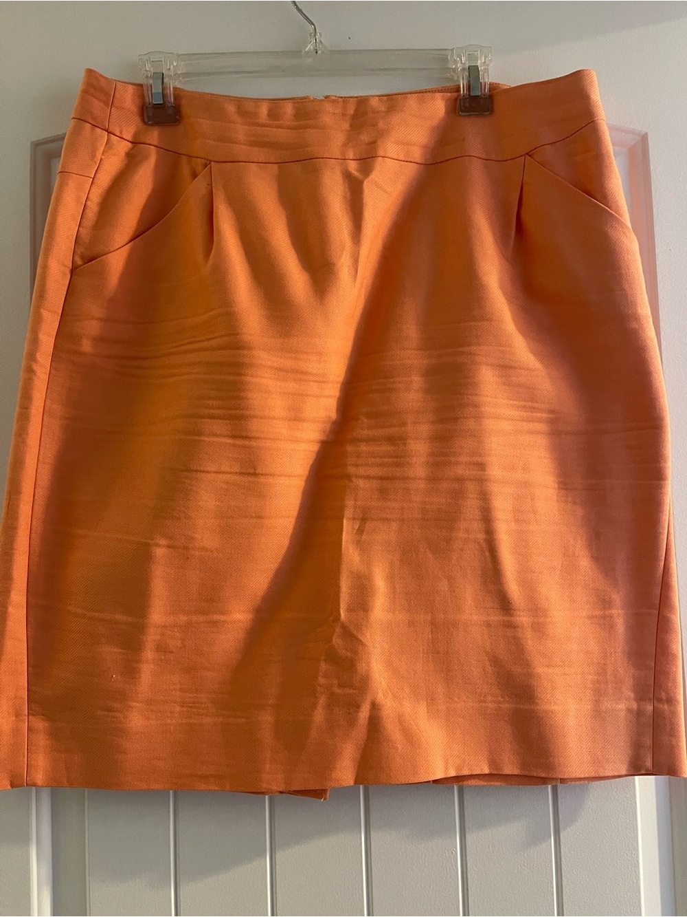 J. Crew Orange Pencil Skirt with Front Pleats